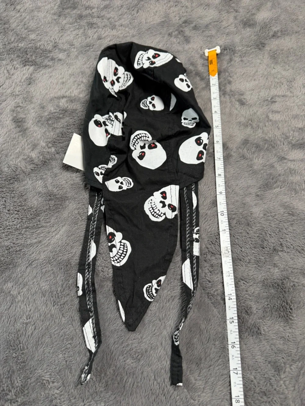 Skull Print Doo Rag Bandana Cotton Black White Red